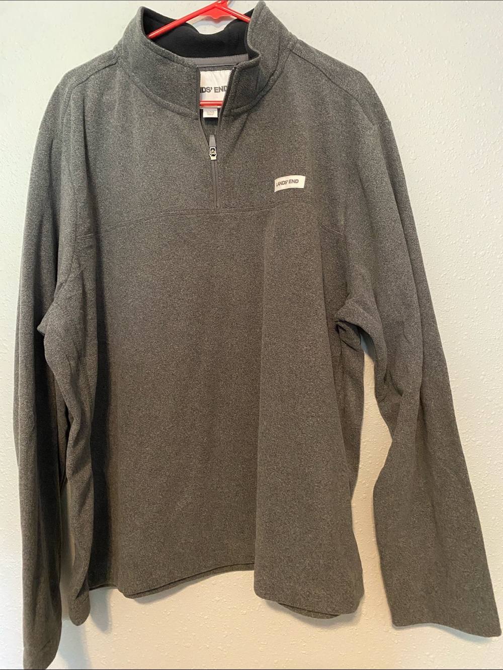 NWT Lands' End Men's Charcoal Gray Half-Zip Fleece Pullover